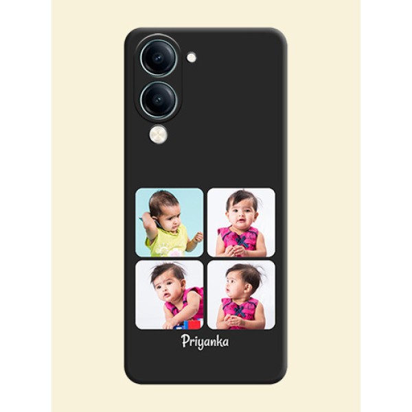 Floral Art with 6 Image Holder on Photo On Space Black Custom Soft Matte Mobile Back Cover - Vivo Y19e Floral Art with 6 Image Holder on Photo On Space Black Custom Soft Matte Mobile Back Cover - Vivo Y19e