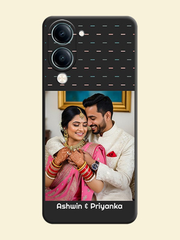 Line Pattern Design with Text On Space Black Custom Soft Matte Mobile Back Cover - Vivo Y19e