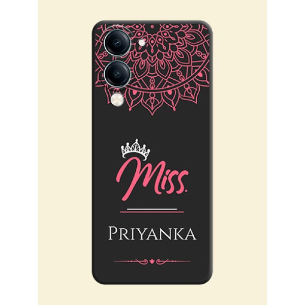 Mrs Name with Floral Design On Space Black Custom Soft Matte Mobile Back Cover - Vivo Y19e Mrs Name with Floral Design On Space Black Custom Soft Matte Mobile Back Cover - Vivo Y19e