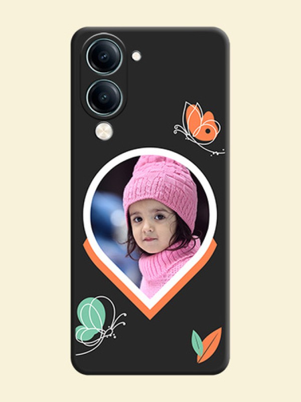 Upload Pic With Simple Butterly Design On Space Black Custom Soft Matte Mobile Back Cover - Vivo Y19e