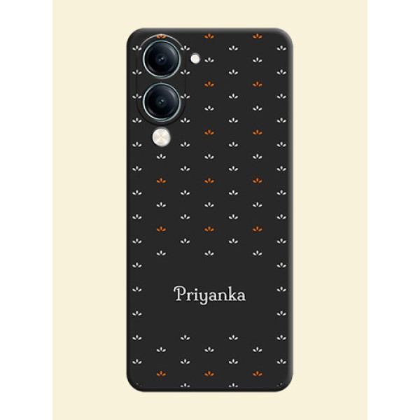 Simple Pattern With Custom Text On Space Black Custom Soft Matte Mobile Back Cover - Vivo Y19e Simple Pattern With Custom Text On Space Black Custom Soft Matte Mobile Back Cover - Vivo Y19e