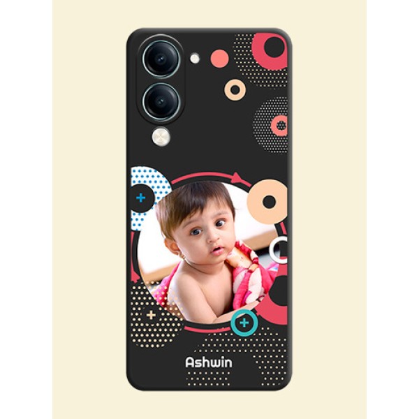 Multicoloured Round Image On Space Black Custom Soft Matte Mobile Back Cover - Vivo Y19s Multicoloured Round Image On Space Black Custom Soft Matte Mobile Back Cover - Vivo Y19s