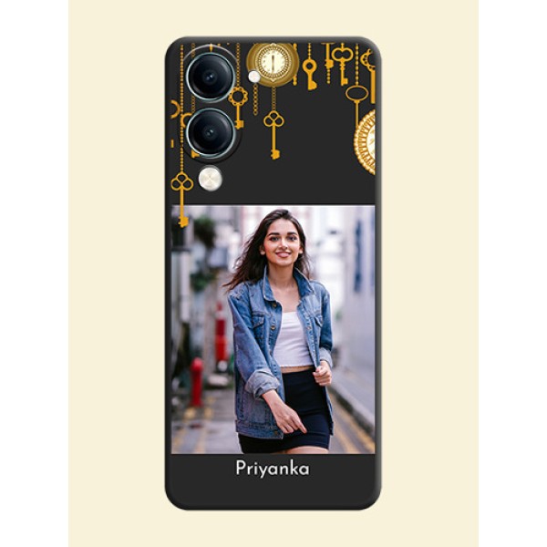 Decorative Design with Text On Space Black Custom Soft Matte Mobile Back Cover - Vivo Y19s Decorative Design with Text On Space Black Custom Soft Matte Mobile Back Cover - Vivo Y19s
