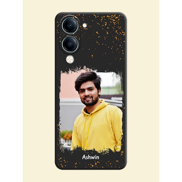 Spray Free Design on Photo On Space Black Custom Soft Matte Mobile Back Cover - Vivo Y19s Spray Free Design on Photo On Space Black Custom Soft Matte Mobile Back Cover - Vivo Y19s