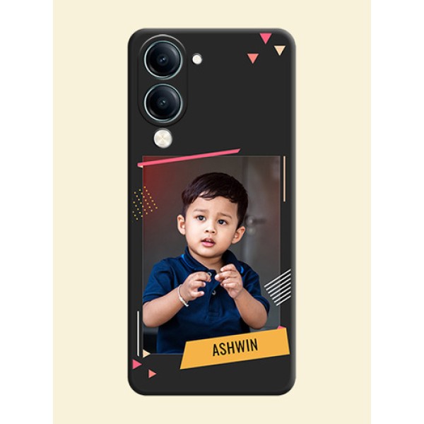 Photo Frame with Triangle Small Dots on Photo On Space Black Custom Soft Matte Mobile Back Cover - Vivo Y19s Photo Frame with Triangle Small Dots on Photo On Space Black Custom Soft Matte Mobile Back Cover - Vivo Y19s