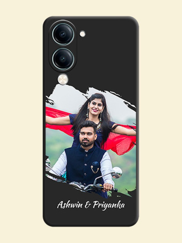 Grunge Brush Strokes on Photo On Space Black Custom Soft Matte Mobile Back Cover - Vivo Y19s