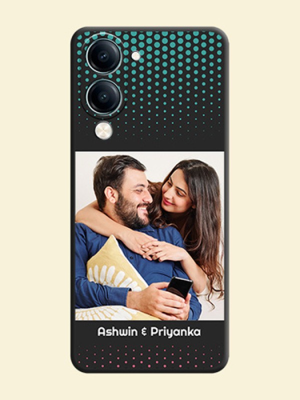 Faded Dots with Grunge Photo Frame and Text On Space Black Custom Soft Matte Mobile Back Cover - Vivo Y19s