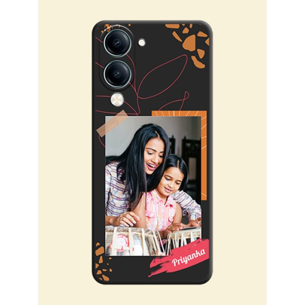 Orange Photo Frame On Space Black Custom Soft Matte Mobile Back Cover - Vivo Y19s Orange Photo Frame On Space Black Custom Soft Matte Mobile Back Cover - Vivo Y19s