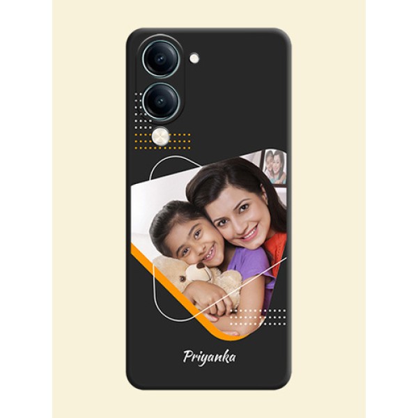 Yellow Triangle on Photo On Space Black Custom Soft Matte Mobile Back Cover - Vivo Y19s Yellow Triangle on Photo On Space Black Custom Soft Matte Mobile Back Cover - Vivo Y19s