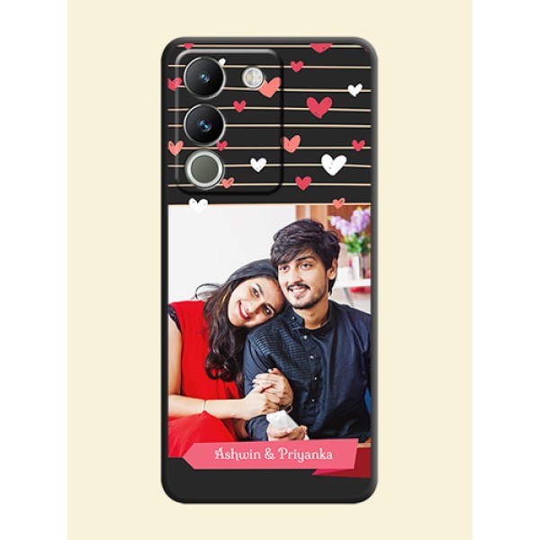 Love Pattern with Name on Pink Ribbon  on Photo On Space Black Custom Soft Matte Mobile Back Cover - Vivo Y200 5G