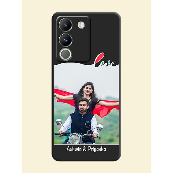 Fall in Love Pattern with Picture on Photo On Space Black Custom Soft Matte Mobile Back Cover - Vivo Y200 5G Fall in Love Pattern with Picture on Photo On Space Black Custom Soft Matte Mobile Back Cover - Vivo Y200 5G