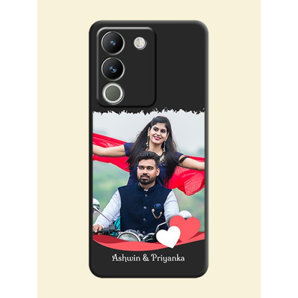Pin Color Love Shaped Ribbon Design with Text On Space Black Custom Soft Matte Mobile Back Cover - Vivo Y200 5G