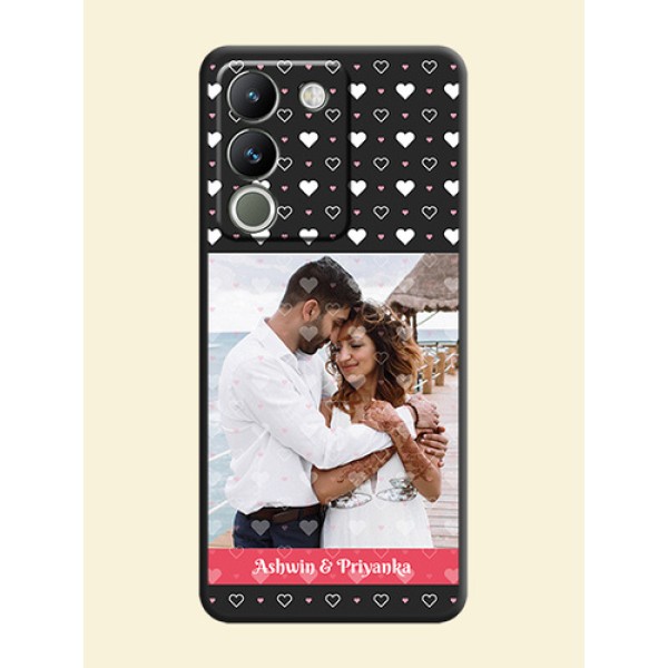 White Color Love Symbols with Text Design on Photo On Space Black Custom Soft Matte Mobile Back Cover - Vivo Y200 5G White Color Love Symbols with Text Design on Photo On Space Black Custom Soft Matte Mobile Back Cover - Vivo Y200 5G