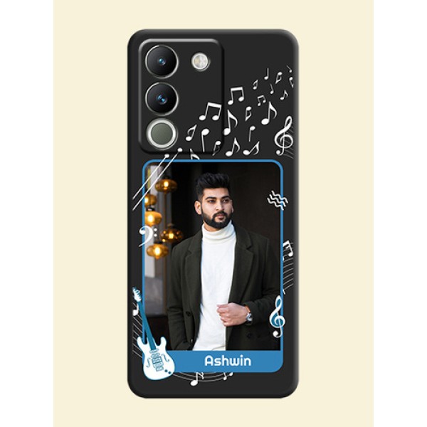 Musical Theme Design with Text on Photo On Space Black Custom Soft Matte Mobile Back Cover - Vivo Y200 5G