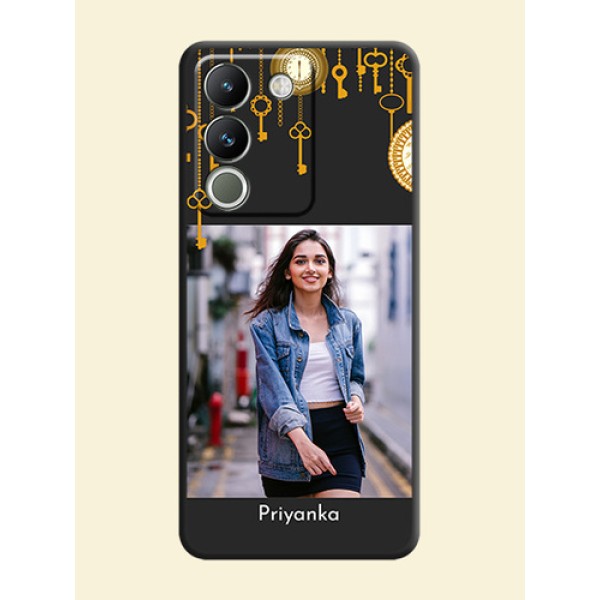 Decorative Design with Text On Space Black Custom Soft Matte Mobile Back Cover - Vivo Y200 5G
