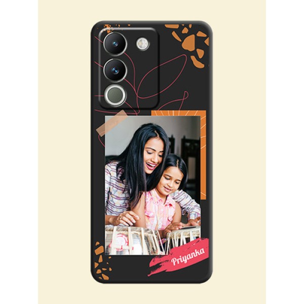 Orange Photo Frame On Space Black Custom Soft Matte Mobile Back Cover - Vivo Y200 5G Orange Photo Frame On Space Black Custom Soft Matte Mobile Back Cover - Vivo Y200 5G