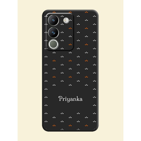 Simple Pattern With Custom Text On Space Black Custom Soft Matte Mobile Back Cover - Vivo Y200 5G Simple Pattern With Custom Text On Space Black Custom Soft Matte Mobile Back Cover - Vivo Y200 5G