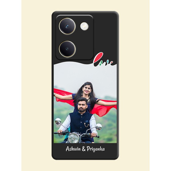 Fall in Love Pattern with Picture on Photo On Space Black Custom Soft Matte Mobile Back Cover - Vivo Y200 Pro 5G Fall in Love Pattern with Picture on Photo On Space Black Custom Soft Matte Mobile Back Cover - Vivo Y200 Pro 5G