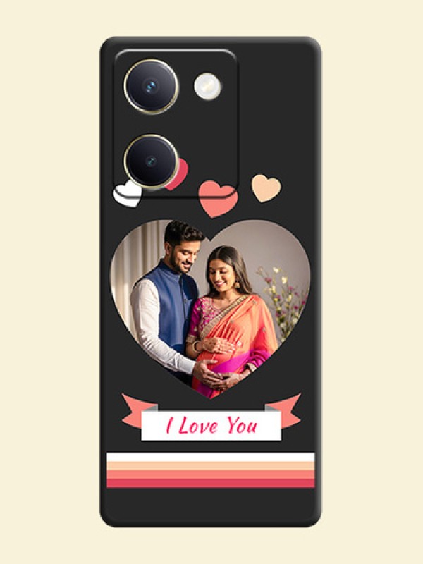 Love Shaped Photo with Colorful Stripes On Space Black Custom Soft Matte Mobile Back Cover - Vivo Y200 Pro 5G