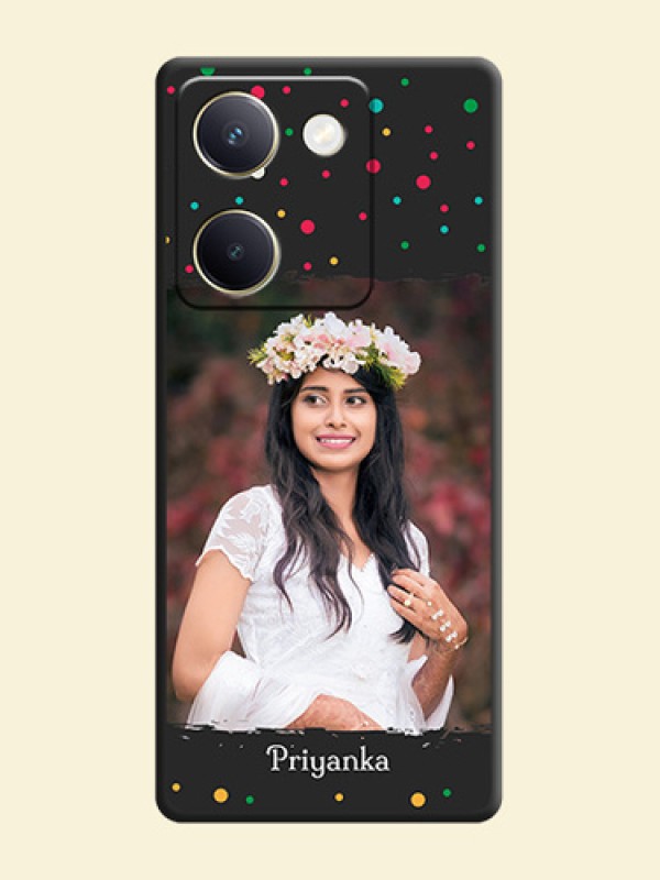 Multicolor Dotted Pattern with Text  On Space Black Custom Soft Matte Mobile Back Cover - Vivo Y200 Pro 5G