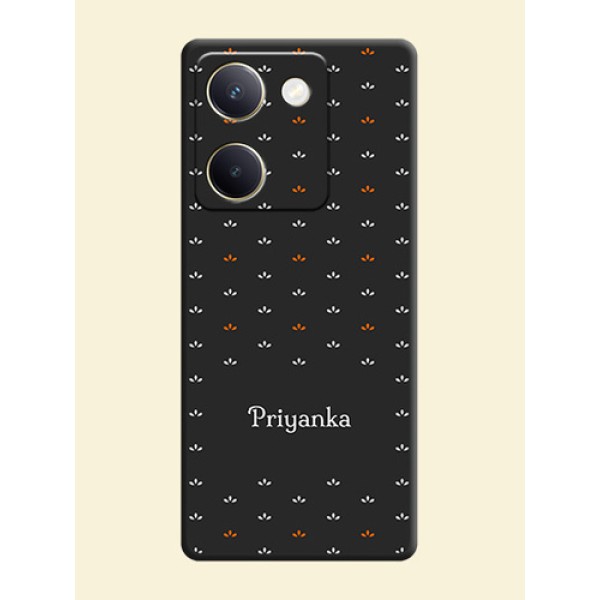 Simple Pattern With Custom Text On Space Black Custom Soft Matte Mobile Back Cover - Vivo Y200 Pro 5G Simple Pattern With Custom Text On Space Black Custom Soft Matte Mobile Back Cover - Vivo Y200 Pro 5G