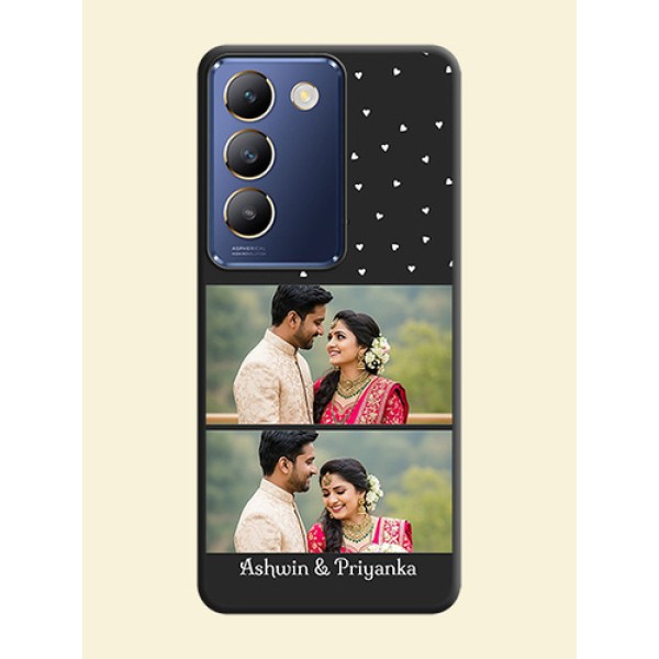 Miniature Love Symbols with Name on Space Black Custom Soft Matte Back Cover - Vivo Y200E 5G Miniature Love Symbols with Name on Space Black Custom Soft Matte Back Cover - Vivo Y200E 5G