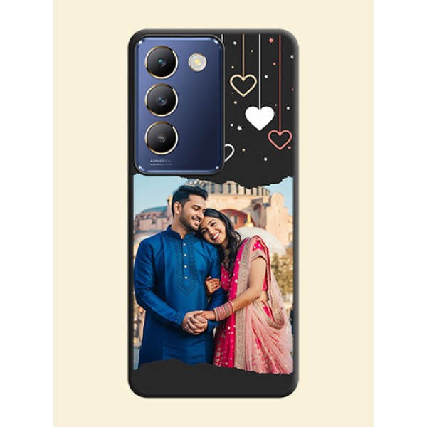 Love Hangings with Splash Wave Picture on Space Black Custom Soft Matte Phone Back Cover - Vivo Y200E 5G Love Hangings with Splash Wave Picture on Space Black Custom Soft Matte Phone Back Cover - Vivo Y200E 5G