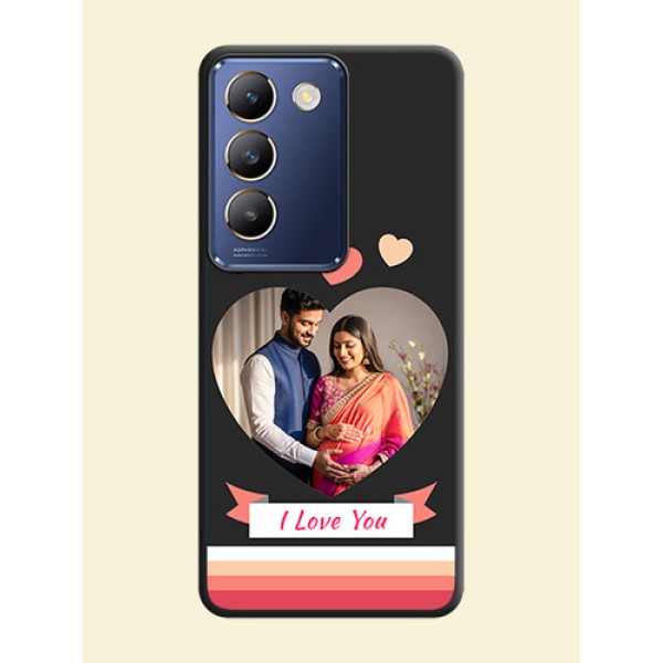 Love Shaped Photo with Colorful Stripes on Personalised Space Black Soft Matte Cases - Vivo Y200E 5G Love Shaped Photo with Colorful Stripes on Personalised Space Black Soft Matte Cases - Vivo Y200E 5G