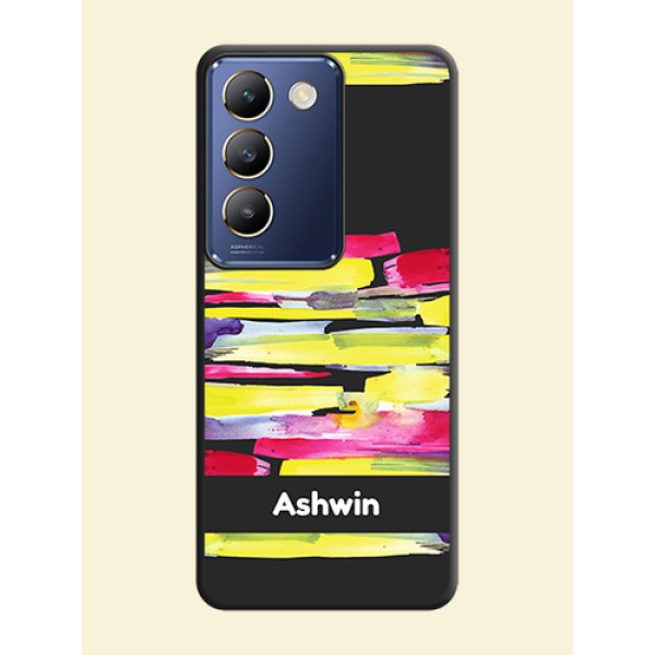 Brush Coloured on Space Black Personalized Soft Matte Phone Covers - Vivo Y200E 5G Brush Coloured on Space Black Personalized Soft Matte Phone Covers - Vivo Y200E 5G