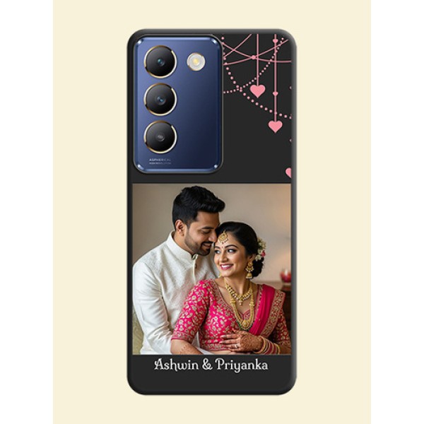 Pink Love Hangings with Text on Space Black Custom Soft Matte Back Cover - Vivo Y200E 5G Pink Love Hangings with Text on Space Black Custom Soft Matte Back Cover - Vivo Y200E 5G
