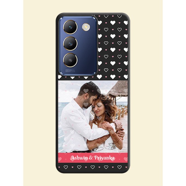 White Color Love Symbols with Text Design - Photo on Space Black Soft Matte Phone Cover - Vivo Y200E 5G White Color Love Symbols with Text Design - Photo on Space Black Soft Matte Phone Cover - Vivo Y200E 5G