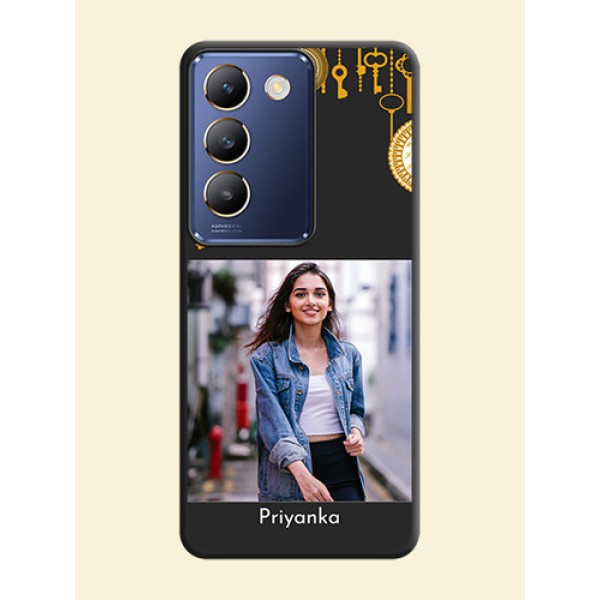 Decorative Design with Text on Space Black Custom Soft Matte Back Cover - Vivo Y200E 5G Decorative Design with Text on Space Black Custom Soft Matte Back Cover - Vivo Y200E 5G