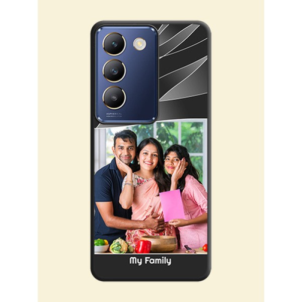 Mixed Wave Lines - Photo on Space Black Soft Matte Mobile Cover - Vivo Y200E 5G Mixed Wave Lines - Photo on Space Black Soft Matte Mobile Cover - Vivo Y200E 5G