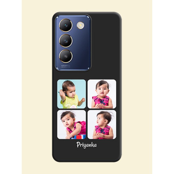 Floral Art with 6 Image Holder - Photo on Space Black Soft Matte Mobile Case - Vivo Y200E 5G Floral Art with 6 Image Holder - Photo on Space Black Soft Matte Mobile Case - Vivo Y200E 5G