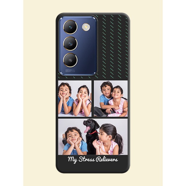 Cross Dotted Pattern with 2 Image Holder on Personalised Space Black Soft Matte Cases - Vivo Y200E 5G Cross Dotted Pattern with 2 Image Holder on Personalised Space Black Soft Matte Cases - Vivo Y200E 5G