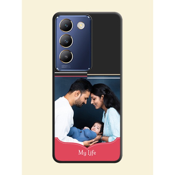 Classic Plain Design with Name - Photo on Space Black Soft Matte Phone Cover - Vivo Y200E 5G