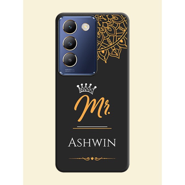 Mr Name with Floral Design on Personalised Space Black Soft Matte Cases - Vivo Y200E 5G Mr Name with Floral Design on Personalised Space Black Soft Matte Cases - Vivo Y200E 5G