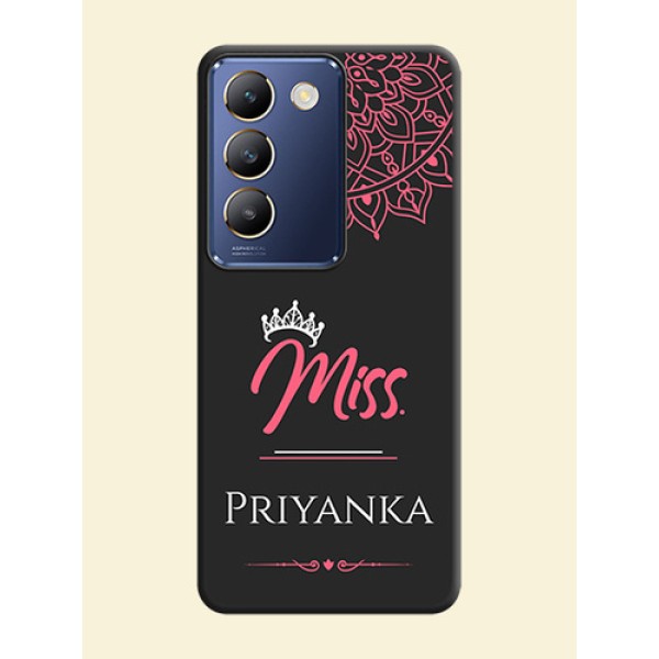 Mrs Name with Floral Design on Space Black Personalized Soft Matte Phone Covers - Vivo Y200E 5G Mrs Name with Floral Design on Space Black Personalized Soft Matte Phone Covers - Vivo Y200E 5G