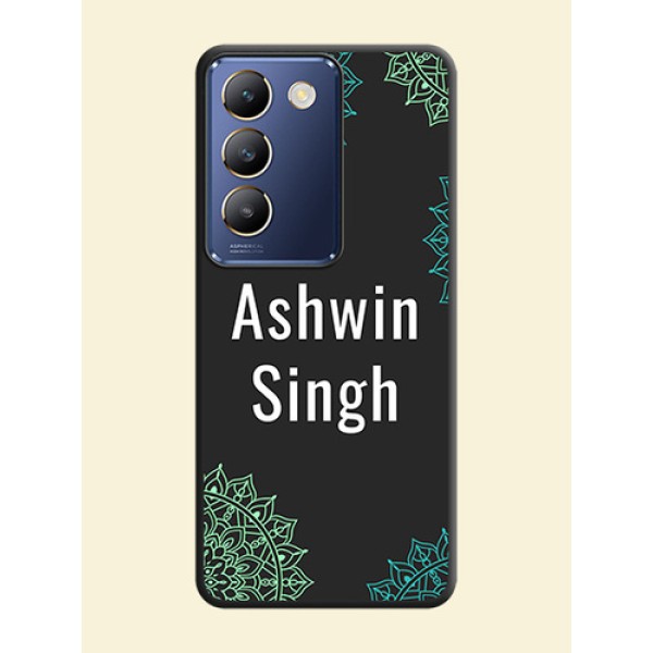 Your Name with Floral Design on Space Black Custom Soft Matte Back Cover - Vivo Y200E 5G Your Name with Floral Design on Space Black Custom Soft Matte Back Cover - Vivo Y200E 5G
