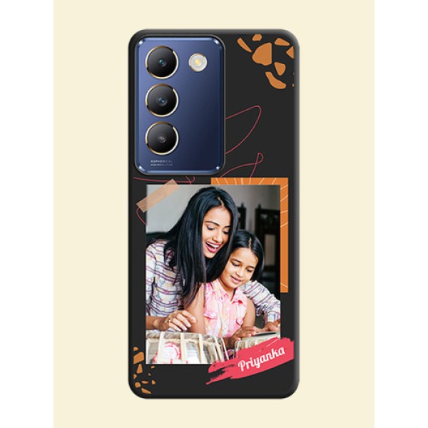 Orange Photo Frame on Space Black Custom Soft Matte Phone Back Cover - Vivo Y200E 5G Orange Photo Frame on Space Black Custom Soft Matte Phone Back Cover - Vivo Y200E 5G