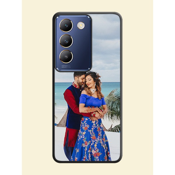 Full Single Pic Upload On Space Black Personalized Soft Matte Phone Covers - Vivo Y200E 5G Full Single Pic Upload On Space Black Personalized Soft Matte Phone Covers - Vivo Y200E 5G