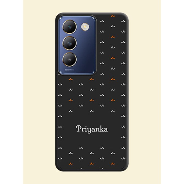 Simple Pattern With Custom Text On Space Black Personalized Soft Matte Phone Covers - Vivo Y200E 5G Simple Pattern With Custom Text On Space Black Personalized Soft Matte Phone Covers - Vivo Y200E 5G
