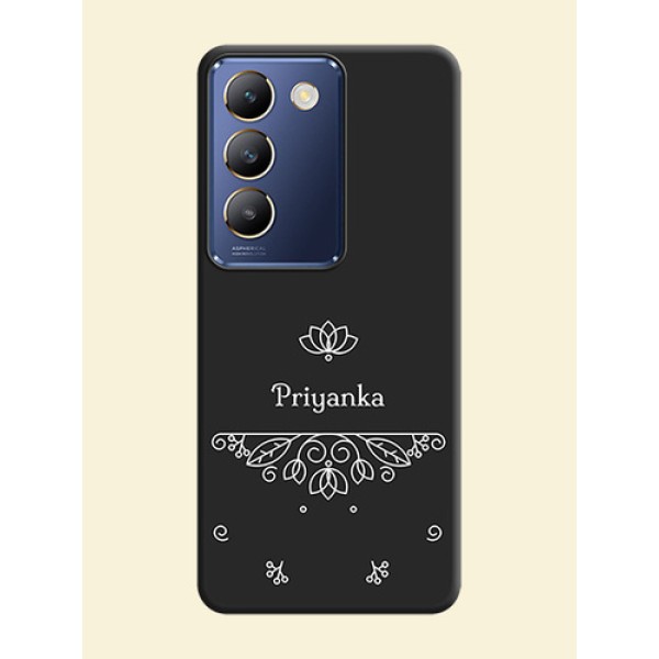 Lotus Garden Custom Text On Space Black Personalized Soft Matte Phone Covers - Vivo Y200E 5G Lotus Garden Custom Text On Space Black Personalized Soft Matte Phone Covers - Vivo Y200E 5G