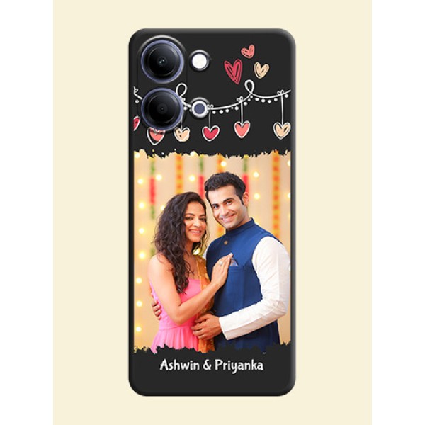 Pink Love Hangings with Name On Space Black Custom Soft Matte Mobile Back Cover - Vivo Y21 5G Pink Love Hangings with Name On Space Black Custom Soft Matte Mobile Back Cover - Vivo Y21 5G