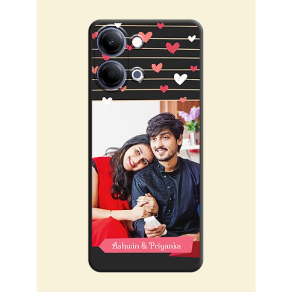Love Pattern with Name on Pink Ribbon on Photo On Space Black Custom Soft Matte Mobile Back Cover - Vivo Y21 5G Love Pattern with Name on Pink Ribbon on Photo On Space Black Custom Soft Matte Mobile Back Cover - Vivo Y21 5G