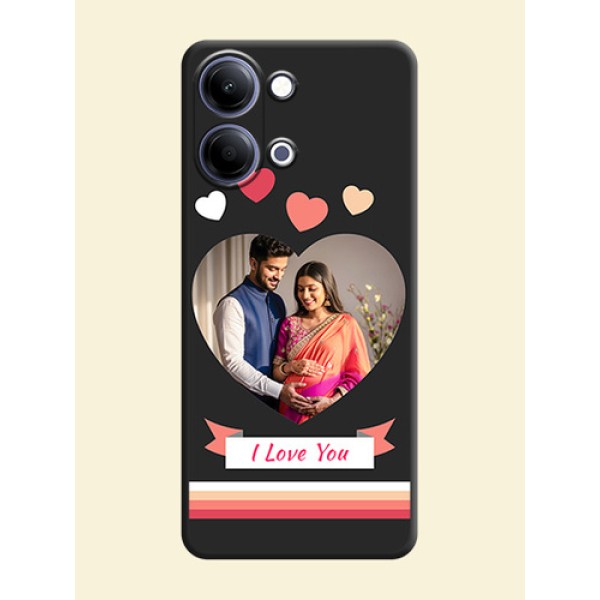 Love Shaped Photo with Colorful Stripes On Space Black Custom Soft Matte Mobile Back Cover - Vivo Y21 5G Love Shaped Photo with Colorful Stripes On Space Black Custom Soft Matte Mobile Back Cover - Vivo Y21 5G