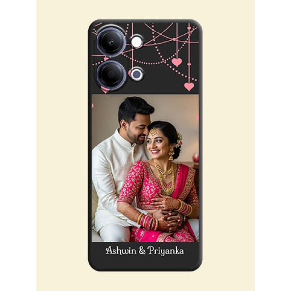 Pink Love Hangings with Text On Space Black Custom Soft Matte Mobile Back Cover - Vivo Y21 5G Pink Love Hangings with Text On Space Black Custom Soft Matte Mobile Back Cover - Vivo Y21 5G