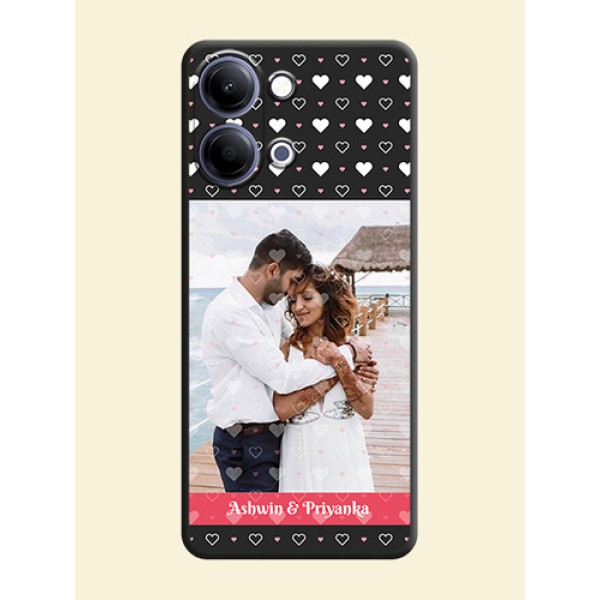 White Color Love Symbols with Text Design on Photo On Space Black Custom Soft Matte Mobile Back Cover - Vivo Y21 5G White Color Love Symbols with Text Design on Photo On Space Black Custom Soft Matte Mobile Back Cover - Vivo Y21 5G