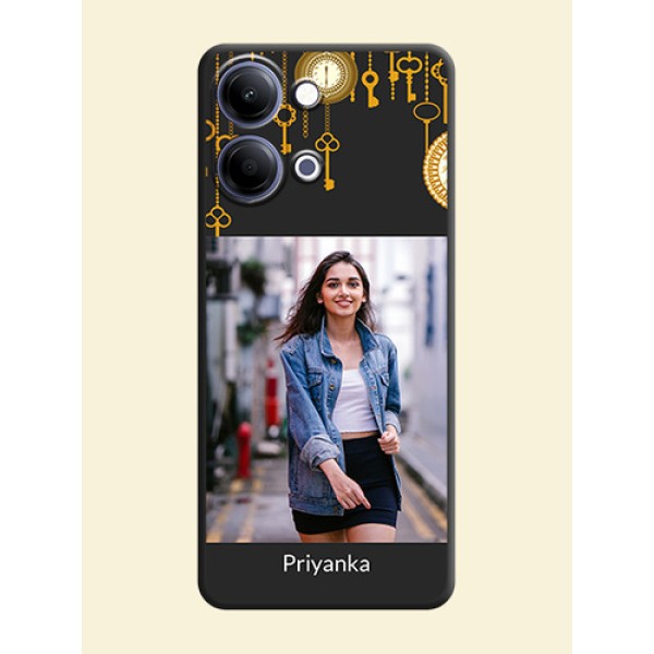Decorative Design with Text On Space Black Custom Soft Matte Mobile Back Cover - Vivo Y21 5G Decorative Design with Text On Space Black Custom Soft Matte Mobile Back Cover - Vivo Y21 5G