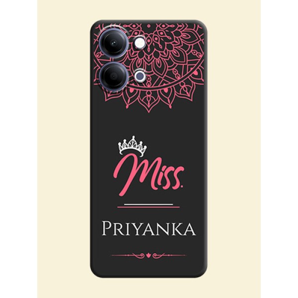 Mrs Name with Floral Design On Space Black Custom Soft Matte Mobile Back Cover - Vivo Y21 5G Mrs Name with Floral Design On Space Black Custom Soft Matte Mobile Back Cover - Vivo Y21 5G
